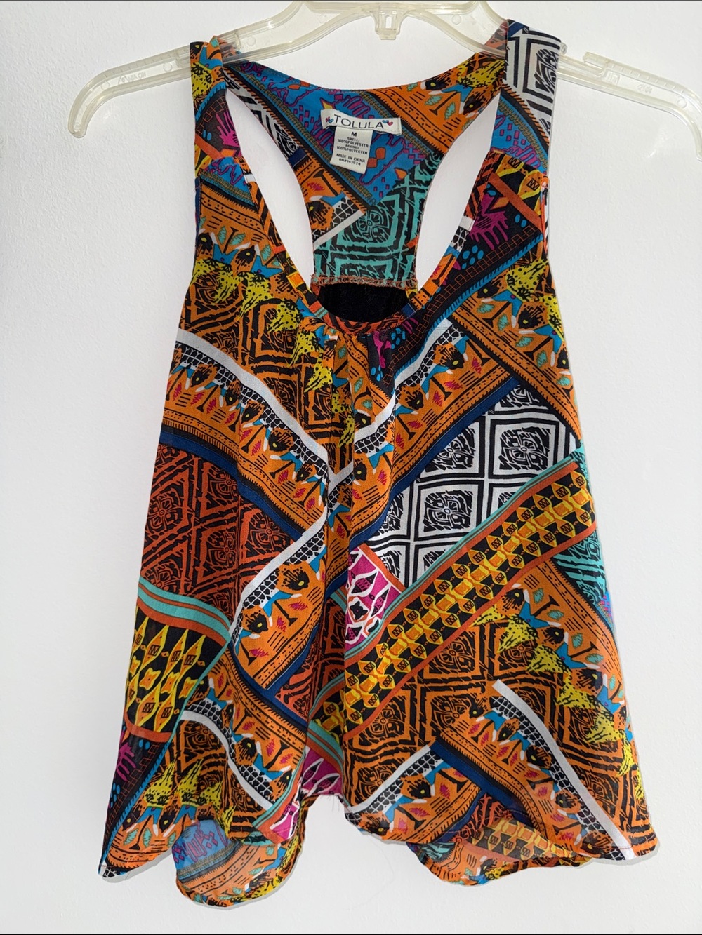 Tolula Multicolor Printed Sheer Racerback Tank Top